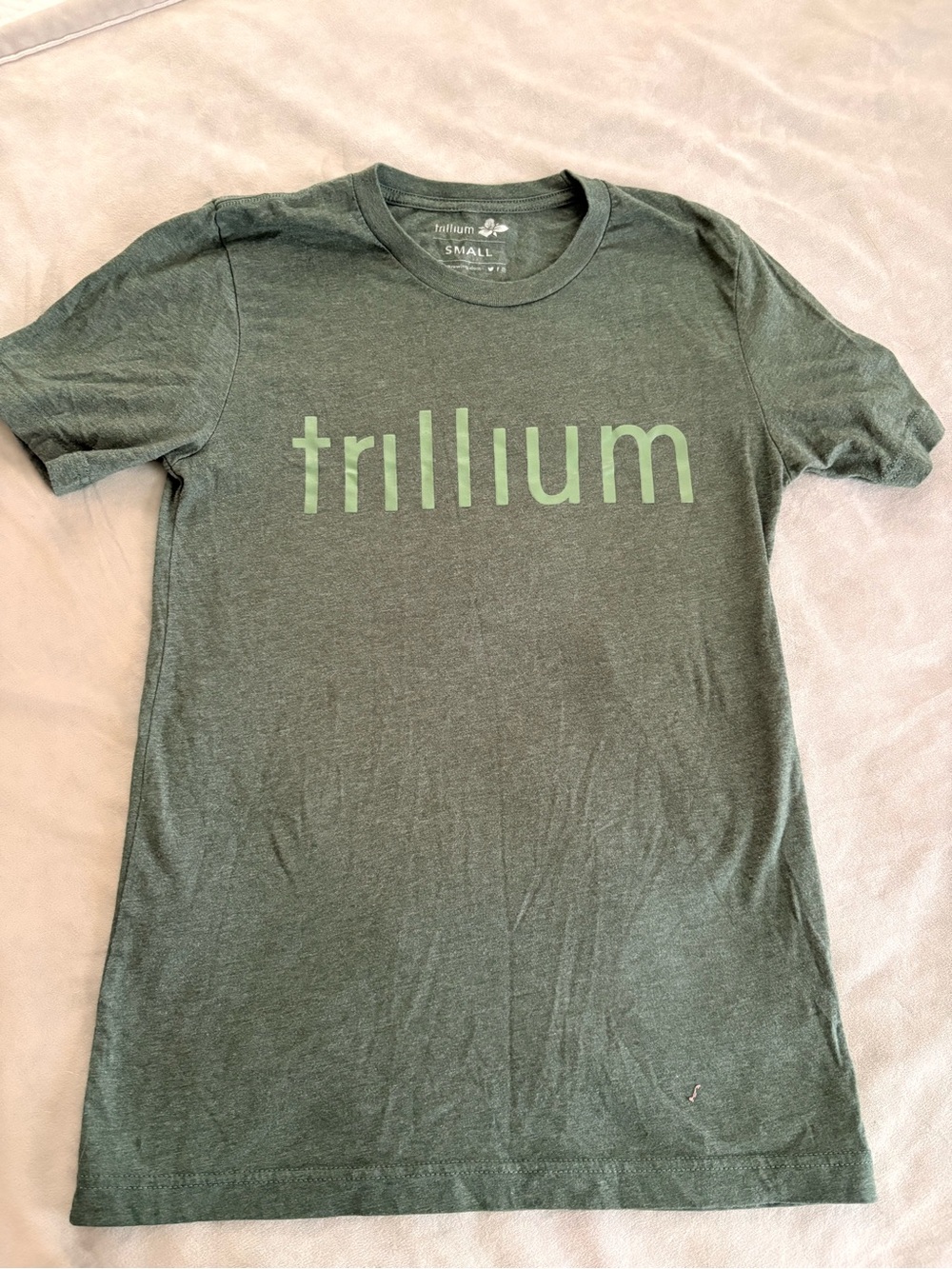 Trillium Forest Green Short Sleeve Tee with Light Green Logo